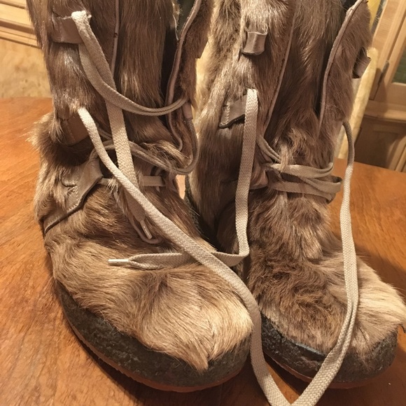 Leather Winter Boots with deer hair - 10 - Picture 3 of 5